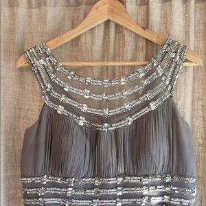 Adrianna Papell sequin grey gown
